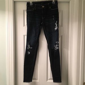 White House Black Market Dark Ripped Blue Jeans